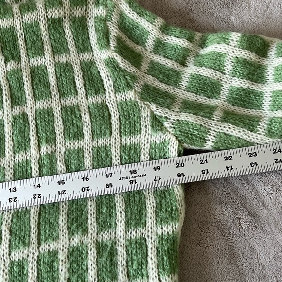 Wooden Ships Mohair Wool Blend Windowpane Knit Cardigan Sweater Open Front S/M - Picture 10 of 12